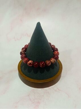 Red Deep Sea sediment Beaded Stretch Bracelet - unisex jewelry